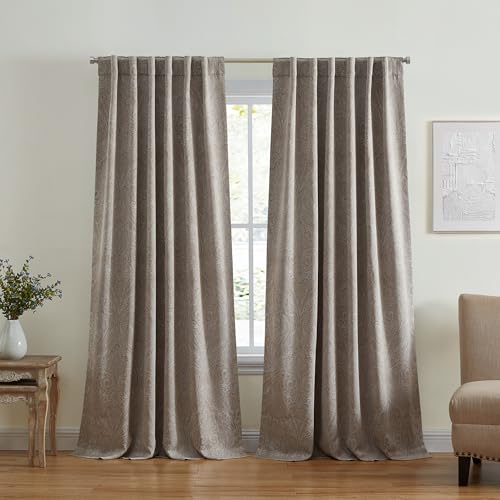 Threadmade Vittoria Paisley Printed Blackout Curtain Panel, Natural - 52" W x 95" L - color: Natural, size: 52"W x 95"L (Pack of 1)