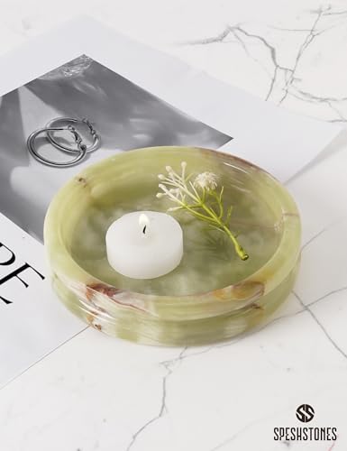 Marble Jewelry Dish, 5" Handmade Green Ring Tray - color: Green Onyx
