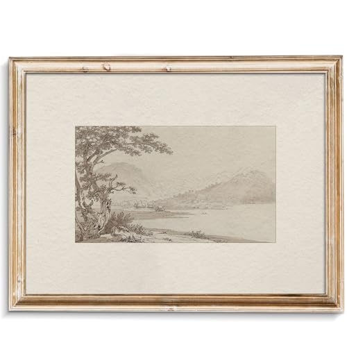 uniro Vintage Neutral Wall Art for Home Decor Farmhouse Tree Landscape Sketch Drawing Wall Decor Rustic Nature Canvas Prints Antique Neutral Landscape Oil Painting Vintage Art Pictures for Bedroom Bathroom Decor( 8" x 10"-UNFRAMED) - color: Sketch Landsca