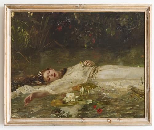 Kizbok Vintage Ophelia Wall Art Decor, Antique Romantic Woman Portrait Canvas Prints, Rustic Farmhouse Cottagecore Wall Decor for Gallery Bedroom Bathroom Office Home Decor(8" x 10"-UNFRAMED) - color: Romantic Woman Portrait, size: 10"L x 8"W