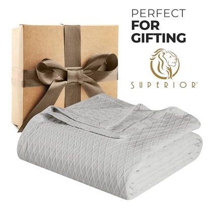 Superior Cotton Blanket, Lightweight, Breathable Bedding, King, Platinum - color: Platinum, size: King