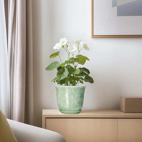 Ceramic Plant Pots, 5.6 Inch Plant Pot with Drainage Hole, Green - color: Gemstone Apple Green, size: 6 Inch