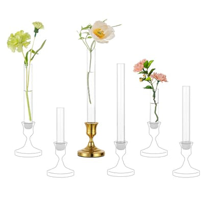 Glasseam Glass Bud Vases for Candle Holder, 6 Pcs Single Stem Flower Vases - size: 3.9"+5.9“+7.8" Tall