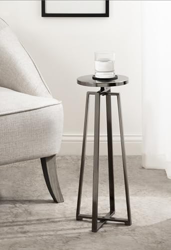 Kate and Laurel Zia Modern Metal Round Drink Table, 9 x 9 x 23, Gray Gunmetal, Contemporary Decorative Circle Pedestal Table for Living Room Display and Storage