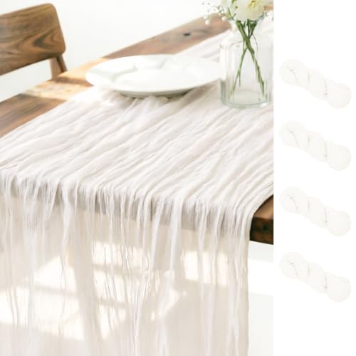 Ivory Cheesecloth Table Runner Fall Boho Wedding Birthday Home Decor - color: Ivory, size: 10ft 4Pack