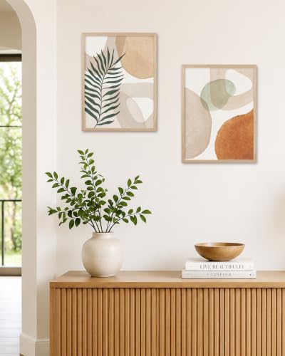 HesenDot Natural OAK Wood Abstract Botanical Leaf Framed Wall Art,12x16in - color: Abstract Leaf
