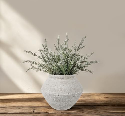 Briful Rustic Ceramic Vase 6'' Decorative Farmhouse Table Vase, Off White - color: Off-white#749
