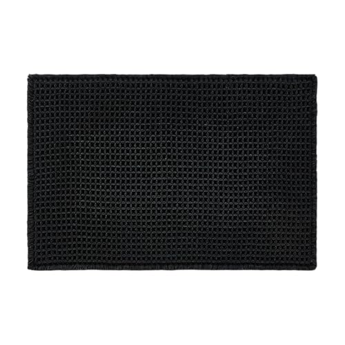 Triohero Black Waffle Bath Mat, Boho Bathroom Rugs Non Slip Washable, 20x30 - color: Black, size: 1'8" X 2'6" (Rectangular)