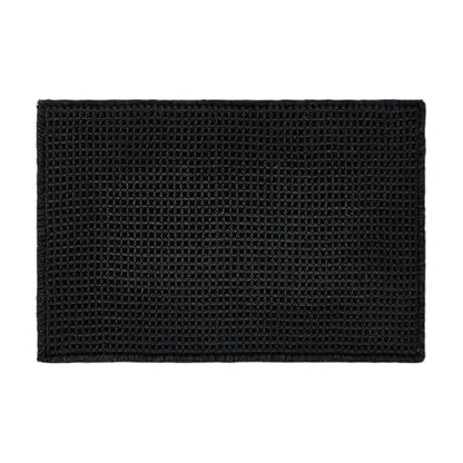 Triohero Black Waffle Bath Mat, Boho Bathroom Rugs Non Slip Washable, 20x30 - color: Black, size: 1'8" X 2'6" (Rectangular)