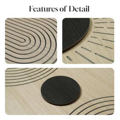 Large Framed 3D Wood Boho Neutral Abstract Textured Wall Decor, 24x36 Inch - color: Black Neutral