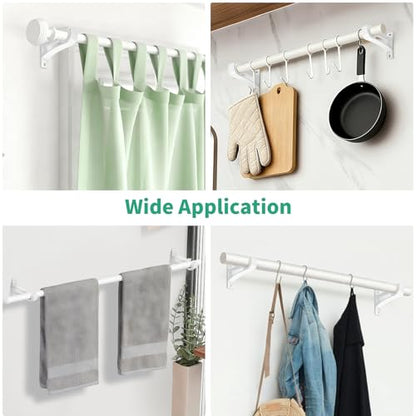 KOLAKO Curtain Rod Bracket, 1 Inch Heavy Duty Curtain Rods Holder Hooks Wall Mount Drapery Pole Support Brackets, 8 Pack - color: White, size: Set of 8