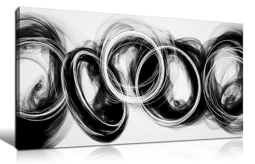 MXUNYZ Black and White Abstract Canvas Wall Art Minimalist Print Painting - color: Black, size: 40"L x 20"W