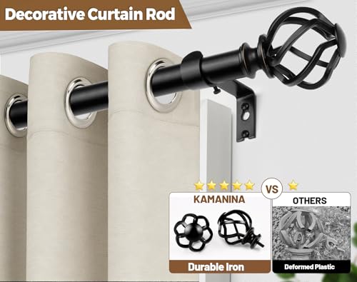 KAMANINA Black Curtain Rods for Windows 72 to 144 Inch, Long Drapery Rods - color: Black, size: 32-144"