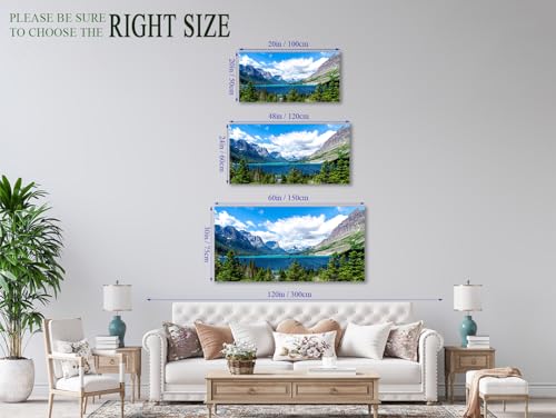 Landscape Canvas Wall Art for Living Room Wall Decor Glacier National Park Canvas Pictures Blue Sky Mountain Forest Nature Painting Artwork Office Home Decorations Framed Ready to Hang 29" x 58" - color: Glacier Nature Landscape, size: 58"L x 29"W