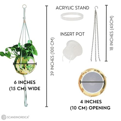 SCANDINORDICA Disco Ball Planter, Value Package, 6-inch Gold - size: 6" Gold