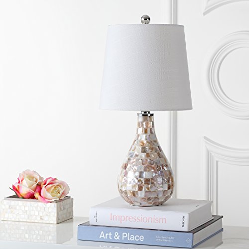 JONATHAN Y Mona Coastal Mini LED Table Lamp 20.5" Bedside, Seashell - color: Seashell