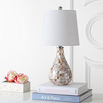 JONATHAN Y Mona Coastal Mini LED Table Lamp 20.5" Bedside, Seashell - color: Seashell