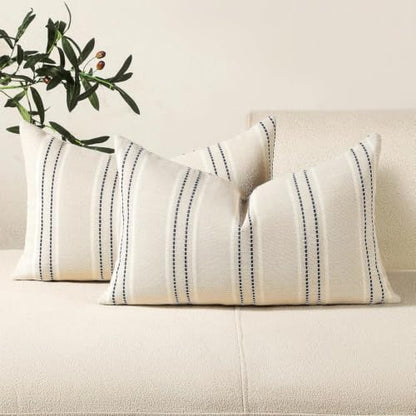Hckot Stripe Throw Pillow Covers 12x24 Lumbar Navy Blue Pillow Covers - color: Grey, size: 24" x 12" (Pack of 2)