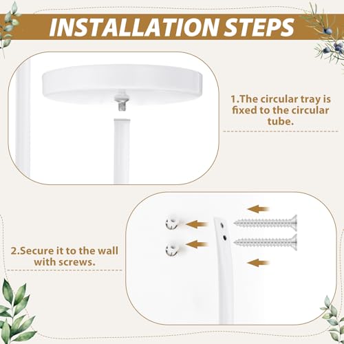 2 Pcs Wall Plant Holder Wall Mounted Hanging Planters for Indoor Plants Planters Shelf Metal Floating Stand for Living Room Bathroom Window(White)