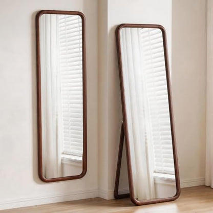 Anwick Full Length Floor Mirror Wood Frame Standing Mirror Walnut 63 in - color: Walnut