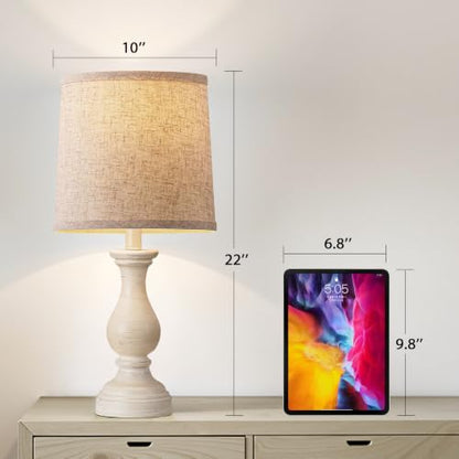 22" Farmhouse Table Lamps Set of 2, Rustic Bedside Lamps for Bedroom - color: B. Antique White