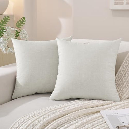 SYSLOON Linen Throw Pillow Covers Set of 2,18x18 Pillow Covers,Beige White - color: Beige White, size: 18" x 18" (Pack of 2)