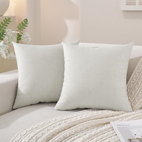 SYSLOON Linen Throw Pillow Covers Set of 2,20x20 Pillow Covers,Beige White - color: Beige White, size: 20" x 20" (Pack of 2)