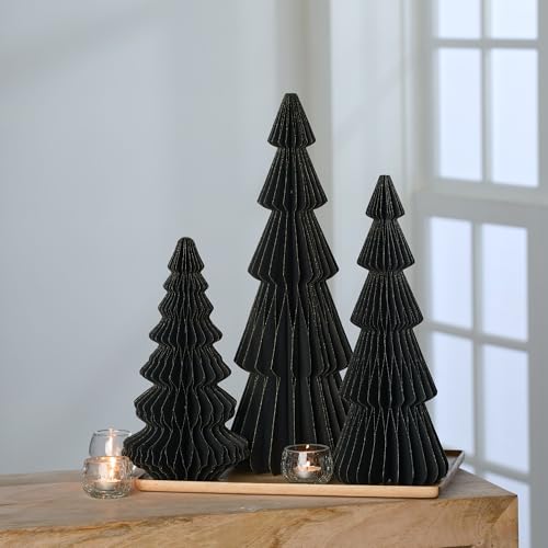 Your Heart's Content Set of 3 Black Winter Honeycomb Trees (Lg Set 3 Black) - color: Large Set 3 Black