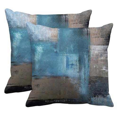 Britimes Throw Pillow Covers Set of 2, 16 x 16 Inch, Teal Grey - color: Teal Grey, size: 16" x 16" (Pack of 2)