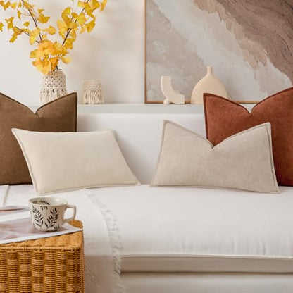 Kevin Textile Soft Waterproof Pillow Covers 18x18 Inch 2 Pack, Beige - color: Beige, size: 18" x 18" (Pack of 2)