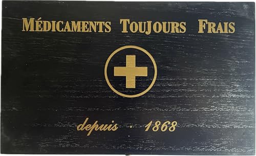 khevga Wooden Apothecary Storage Box - Vintage French Pharmacie, Black