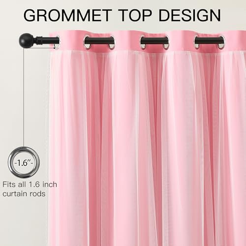 XiDi Pink Blackout Curtains for Girls Nursery Kids Bedroom 34Wx63L 2 Panels - color: Blackout-pink, size: 34"W x 63"L (Pack of 2)