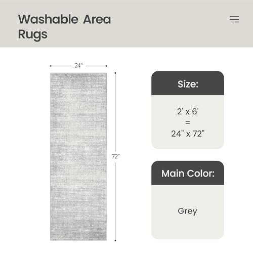 Valenrug 2x6 Runner Rug Non Slip, Washable Rug Runners for Hallways, Grey - color: 01-grey, size: 2' x 6' (Runner)