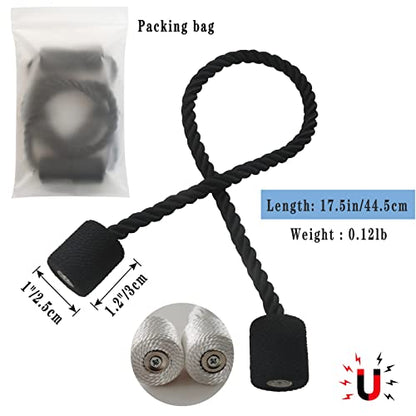 Magnetic Curtain Tiebacks Decorative Holdbacks Rope Tie Back Drapes Hangtty - color: Black