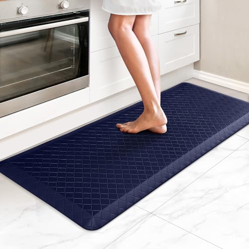 HappyTrends Kitchen Floor Mat - 4/5 Inch Thick Anti-Fatigue Kitchen Rug - color: Blue, size: 54"L x 22"W x 0.8"Th