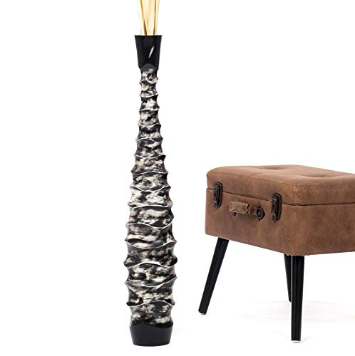 Leewadee Large Floor Vase 34 inches Mango Wood for Pampas Grass, Dried Flowers - color: Black, White, size: 34 inches