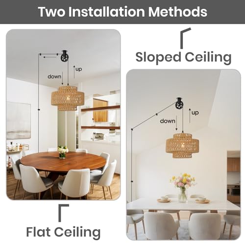 Black Pulley Kit for Plug in Pendant Light,Wall Ceiling Mount Pulley Wheel for DIY Hanging Lamp, Metal Pendant Light Hooks for Pool Table,Houseplant Grow Lights,Kitchen Island,Sink - size: Style D