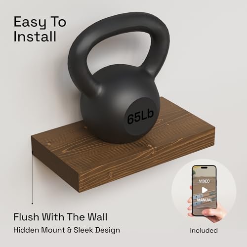 Solid Wood Floating Shelves for Wall 12 Inch Walnut, Small Wooden Shelf - color: Walnut, size: 12 Inch