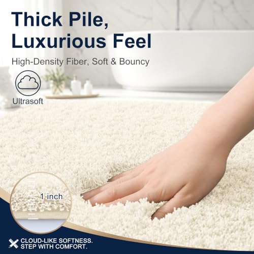 OLANLY Microfiber Bathroom Rugs 30x20, Ultra Soft Absorbent Bath Mat, White - color: White, size: 30" X 20"