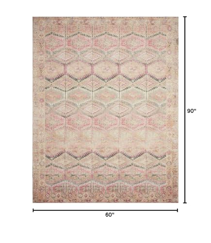 Loloi Layla Pink/Lagoon 5'-0" x 7'-6" Area Rug - color: Pink / Lagoon, size: 5' x 7'6" (Rectangular)