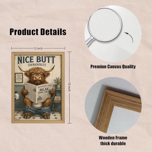 Framed Fun Cow And Goose Canvas Wall Art Poster Prints 12×16In 2p Be Hung - color: bathroom-8, size: 12×16in