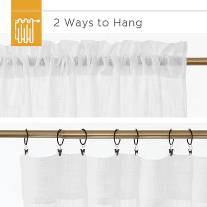 RYB HOME Semi Sheer Curtains 95 inches Long for Living Room - color: White, size: 52"W x 95"L (Pack of 2)