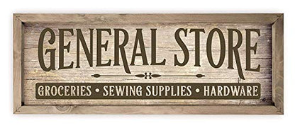 General Store Rustic Wood Wall Sign (Brown With Frame, 6x18) - color: Brown With Frame, size: 6x18