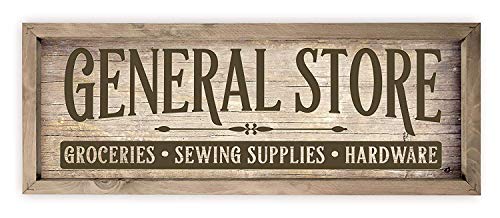 General Store Rustic Wood Wall Sign (Brown With Frame, 6x18) - color: Brown With Frame, size: 6x18