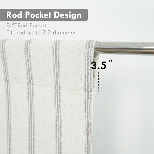 DriftAway Farmhouse Double Layer Linen Blackout Tie Up Curtains Thermal Insulated Vertical Striped Fully Lined Balloon Roman Shade Bathroom Window Adjustable Rod Pocket 45 Inch by 63 Inch Gray - color: Grey, size: 45"W x 63"L (Pack of 1)