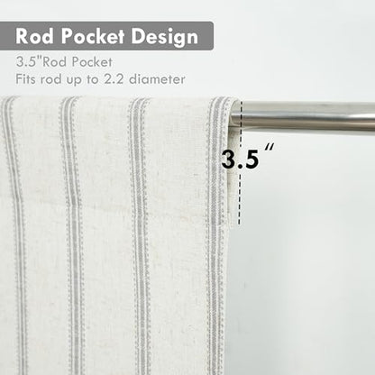 DriftAway Farmhouse Double Layer Linen Blackout Tie Up Curtains Thermal Insulated Vertical Striped Fully Lined Balloon Roman Shade Bathroom Window Adjustable Rod Pocket 45 Inch by 63 Inch Gray - color: Grey, size: 45"W x 63"L (Pack of 1)