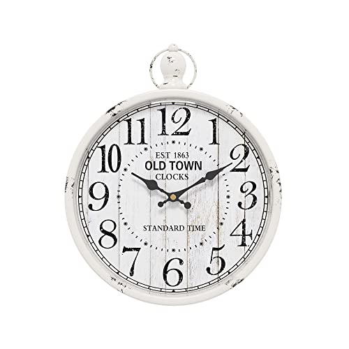 Menterry Retro Farmhouse Wall Clock. White Vintage Antique Style - color: White