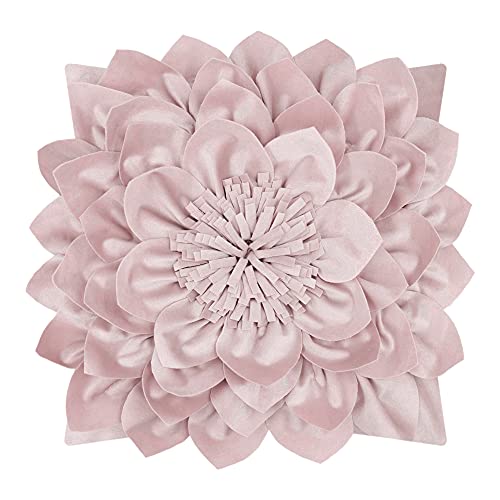 OiseauVoler 3D Flower Handmade Throw Pillow Covers Decorative Cushion Covers Soft Velvet Pillowcases Bed Living Room Home Decor 18x18 Inch Rose Gold - color: Rose Gold