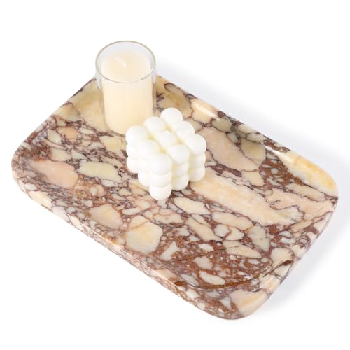 Karibiber Calacatta Marble Vanity Trays, Marble Bathroom Tray Countertop, Luxury Decorative Dresser Organizer, Purple&White Natural Stone Serving Tray for Kitchen, Perfume, Jewelry Holder Storage - color: Italy-calacatta