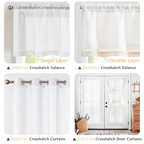 jinchan Kitchen Valance Curtain Double Layers, 50x16, 1 Panel, White - color: Double Layer | White, size: 50"W x 16"L (Pack of 1)